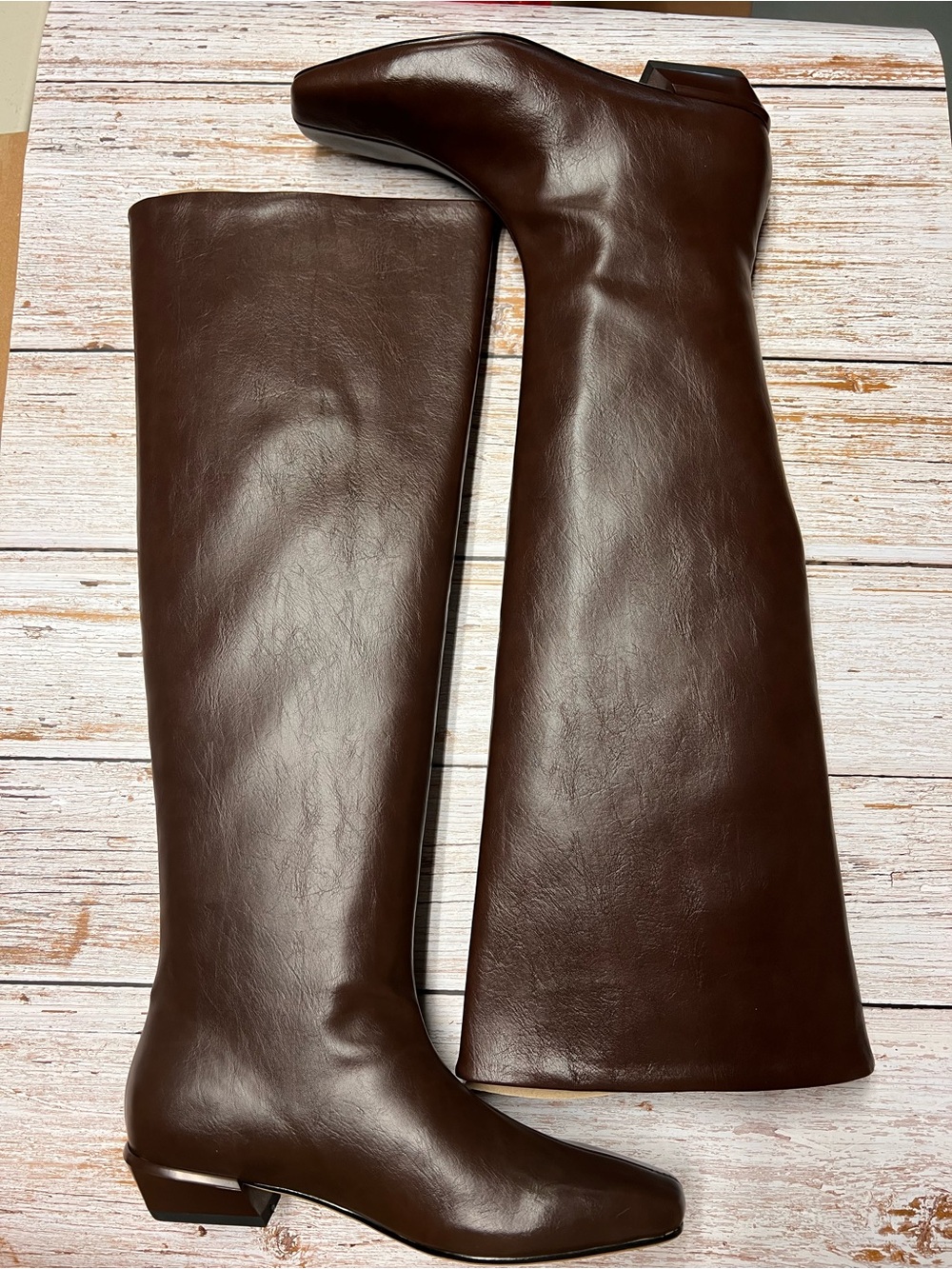 Classic Tall Leather Riding Boots - Dark Brown